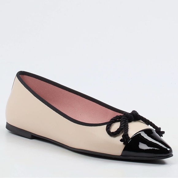 Pretty Ballerinas Cream and Black Ballet Flats size 37.5 - Picture 1 of 6